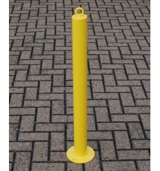 76 mm Diameter Fixed Bolt Down Yellow Bollard with Top Mounted Eyelet