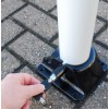 Red & White 76 mm Diameter Fold Down Parking Post (being unlocked)