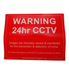 Red CCTV Warning Window Sticker