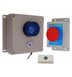Wireless Assistance Required Alarm with Adjustable Siren, Blue Flashing Strobe, Wireless Assistance & Reset Buttons