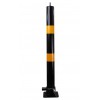 Black & Yellow 76 mm Diameter Fold Down Parking Post. Integral Lock & Chain Eyelet (001-2970 K/D, 001-2980 K/A)
