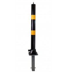 Black & Yellow 76 mm Diameter Fold Down Parking Post with Ground Spigot