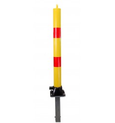 Yellow & Red Fold Down Parking Post with Ground Spigot 