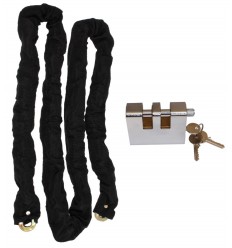 Security Chain 2m x 10mm with Double Slotted Shackle Lock – Case Hardened Steel Welded Links