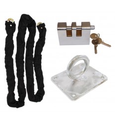 Case Hardened 2 metre Steel Chain Kit with Shackle Lock & Flush Mounted Ground Anchor (012-1140 K/D, 012-1150 K/A).