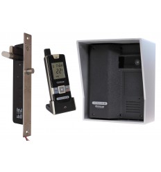 Wireless Door Intercom (UltraCom2) Black with Silver Hood & Electronic Door Lock