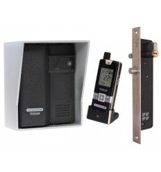 Wireless Door Intercom (UltraCom2) Black with Silver Hood & Electronic Door Lock