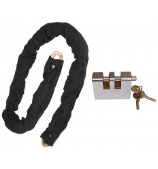 1 metre Long Steel Chain (10 mm links) with Double Slotted Shackle Lock