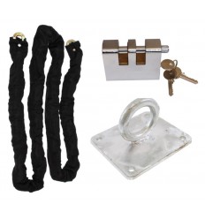 Case Hardened 1.5 metre Steel Chain Kit with Shackle Lock & Flush Mounted Ground Anchor (012-1440 K/D, 012-1450 K/A).