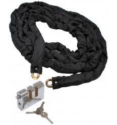 5 metres Long 10 mm Case Hardened Steel Security Chain with Double Slotted Shackle Lock (012-1420 K/D, 012-1430 K/A).