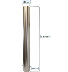 Large Stainless Steel Spigot Designed Bollard (1.3 metre x 140 mm).