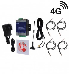 4 channel 4G KP GSM Temperature, Humidity & Power Status Monitor with 4 x 1 metre Probe Extension