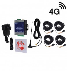 4 channel 4G KP GSM Temperature, Humidity & Power Status Monitor with 4 x 20 metre Probes.