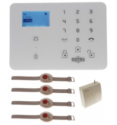 KP9 GSM Wireless Panic Alarm Kit D with Wristband Panic Buttons