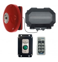 Wireless Commercial Bell Kit with Please Ring Battery Black Push Button & Loud Ringing Bell with adjustable duration