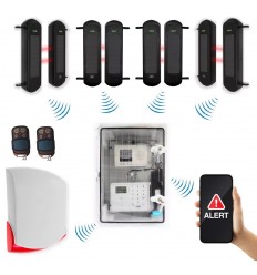 4G Long Range Wireless Perimeter Alarm Kit with 4 sets of 1B Solar Beams & Loud Wireless Siren