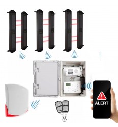4G Long Range Wireless Perimeter Alarm Kit with 3 sets of 2B Solar Beams & Loud Wireless Siren