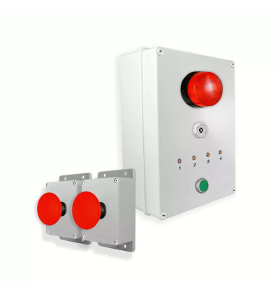 Wireless Alert System 900m - 2 Emergency Stop Buttons / Siren / Flash / LEDs / Stop Button (DA600+)