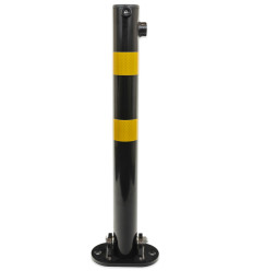 610 Black Fold Down Parking Post, Yellow Reflective Bands (001-4773 K/D, 001-4763 KA)