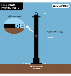 810 Black Fold Down Parking Post (001-4790 K/D, 001-4780 K/A).