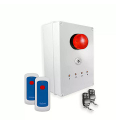 Wireless alert system 900m - 2 portable panic buttons, siren, LED flash, stop remotes (DA600+)