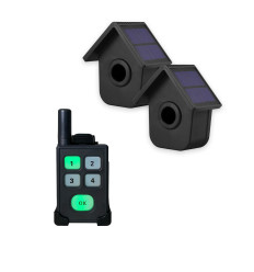 600m Wireless Pager Alarm Kit – 2 Solar Powered PIR Sensors, 4 Channel Pager - 10 Melodies, Vibration and LED indicator (DA600+)