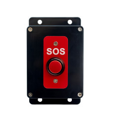 High-Resistance Wireless Button, 800m / Black Enclosure, Red plate with White "SOS" Lettering (PROTECT 800 Range)
