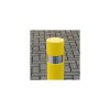 Reflective Stainless Steel  Insert, on the Fixed Yellow Steel Parking Posts.