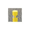 Side View of the Stainless Steel Reflective Insert, on the Yellow Fixed Parking Post.
