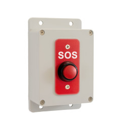 High-Resistance Wireless Button, 800m / Grey Enclosure, Red plate with White "SOS" Lettering (PROTECT 800 Range)