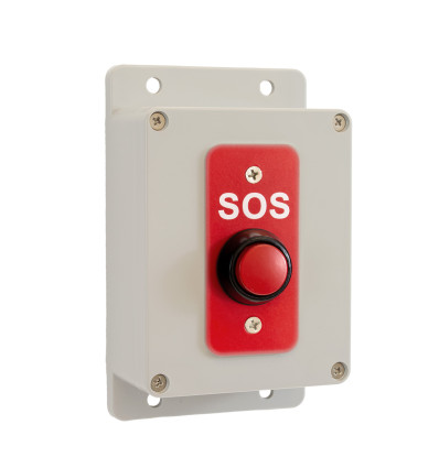 High-Resistance Wireless Button, 800m / Black Enclosure, Red plate with White "SOS" Lettering (PROTECT 800 Range)