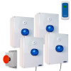 Wireless Lockdown Control Boxes with Blue Strobes, Multi-Tone Sirens, Trigger & Portable Stop Button