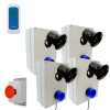 Wireless Lockdown Control Boxes with Blue Strobes, Loud 118dB Sirens, Trigger & Portable Stop Button