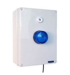 Wireless Lockdown Control Box with Blue Strobe, Multi-Tone Siren, Signal Repeater, Fixed Trigger & Portable Stop Button