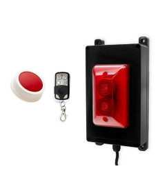 Wireless panic system for businesses, stores & care facilities – red strobe siren / 1 button (200m)
