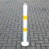 White & Yellow Bolt Down Fixed Bollard 76mm Diameter