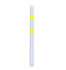 76 mm Diameter White & Yellow Spigot Based Steel Bollard & Eyelet (001-2117)